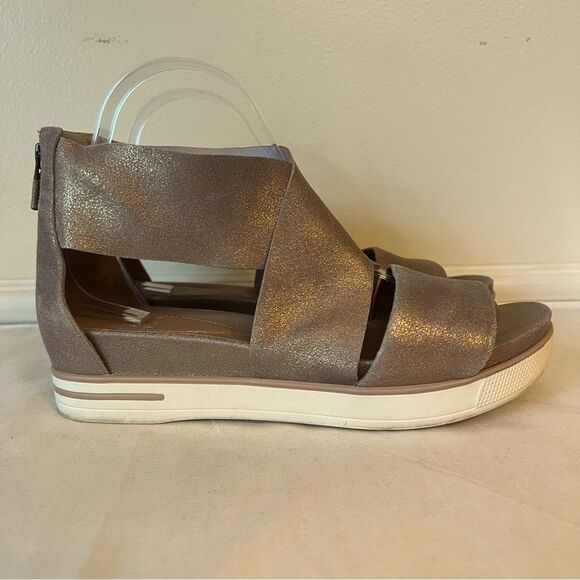 Eileen Fisher Women's Sport Platinum Frozen Metallic Suede Sandals Sz 8.5 - Picture 8 of 16